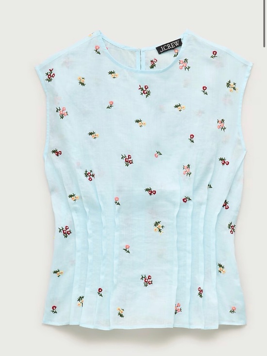 J. Crew Tops - J CREW SIZE 6 Pintuck shell top in ramie with embroidered florals CT109 $148